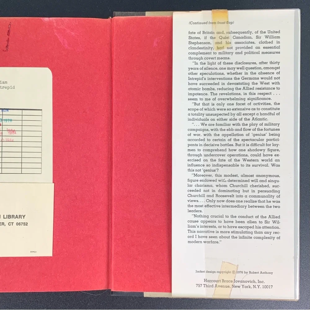 A Man Called Intrepid: The Secret War by William Stevenson. 1976.